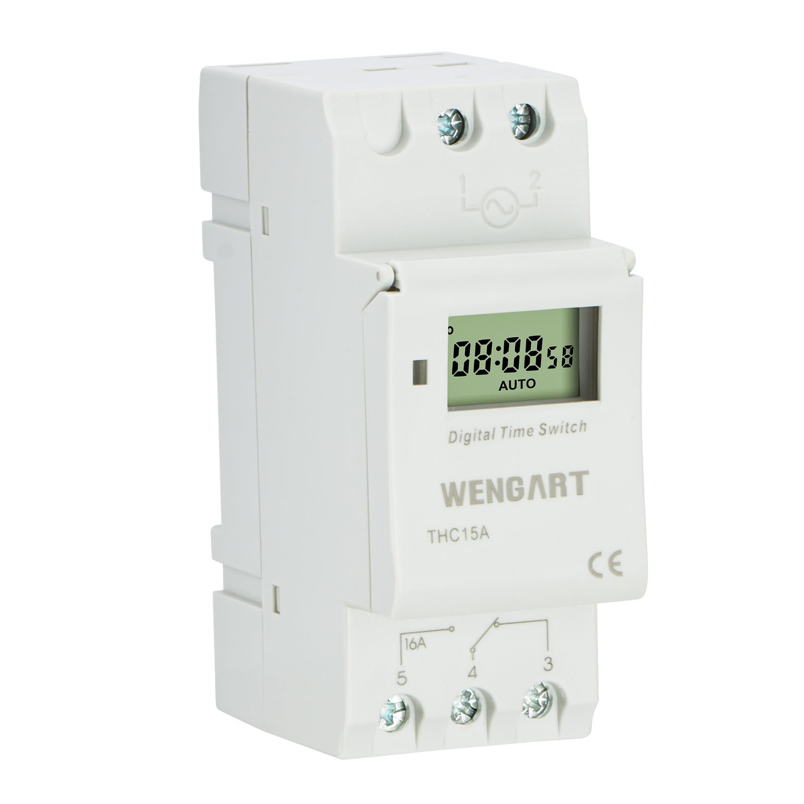 Wengart Digital Timer Switch for Off-Grid DIYers & Caravan Sparkies, 230V Mains Blowouts & Voltmeter Guesswork Faff, Low-Voltage AC/DC 12V 16A 7-Day Clock with Volt-Free Contacts (THC15A)
