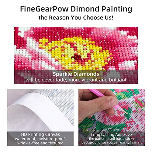 Finegearpow 4 Pack 5D Diamond Painting Kits For Adults, Diy Diamond Art For Adults, Full Drill Crystal Art For Home Wall Decor Diamond Dots, 11.8" X 11.8" / 15.7" (Peacock Elephant Trees Night) #TOP2