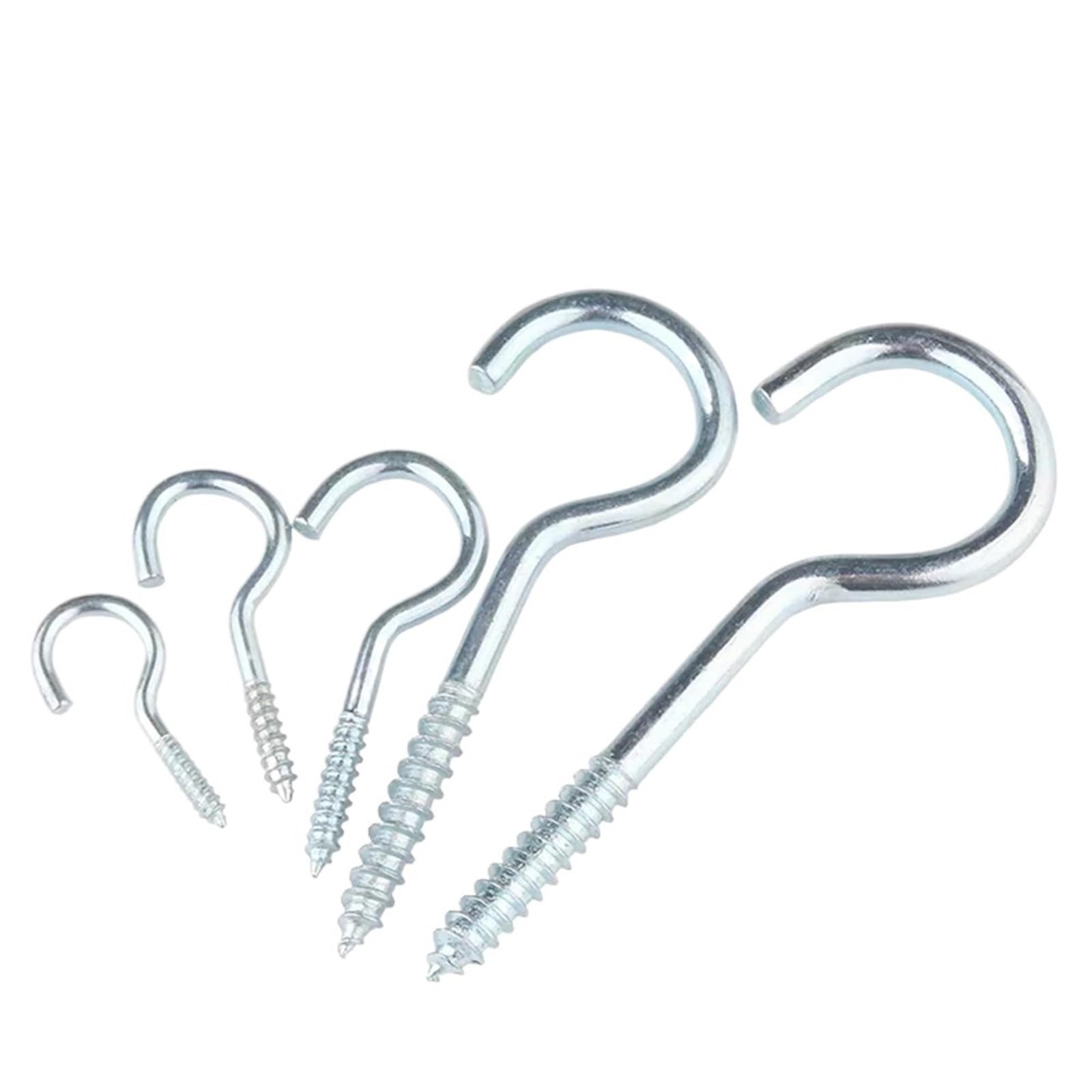 TRRYUIP Eye Hooks Opening Sheep Eye Lamp Hook Screws Self-Tapping Hooks Screw Blue Zinc Plated Question Mark(No.6(15pcs))