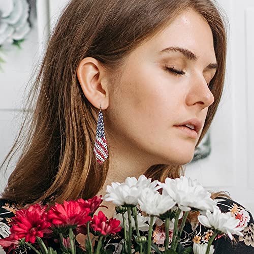 Madison Tyler Americana Collection 4th of July Dangle Drop Earrings for Women | Fashion Red Blue White Patriotic USA Cute Pave Rhinestone Star Post Earrings | American Independence Day Gifts4