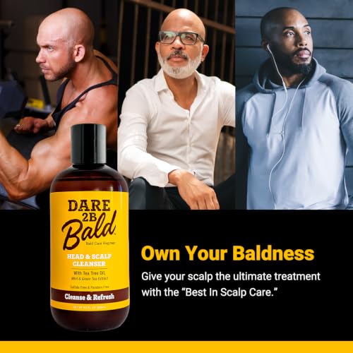 Image of Dare 2B Bald High Time Head & Scalp Cleanser | Bald Head Care | Scalp Shampoo & Moisturizing Exfoliator | Tea Tree Oil & Mint Green Tea Formula | 8 fl oz