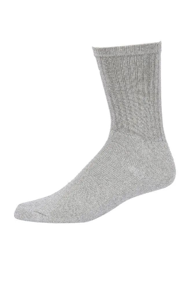 Crew Sports Socks, (12 Pairs Pack) Unisex, Grey, Size 10-13 Adult