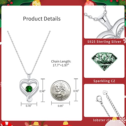 Poekio Gifts For Her Women Wife Heart Birthstone Necklaces For Girlfriend Girls Mom Diamond Pendant Jewelry Gift On Valentines Day Mother’s Day Christmas Birthday Anniversary White Gold May #TOP3