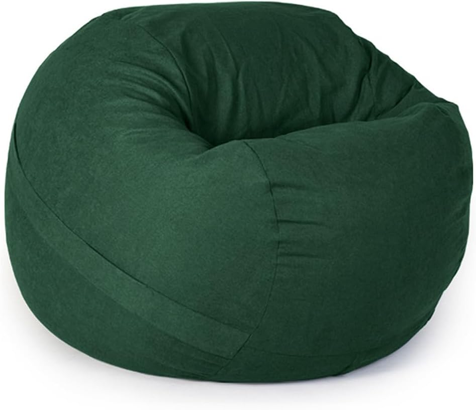 Giant Bean Bag Chair Cover(Cover Only, No Filler), Washable Round Soft Velvet Cotton Lazy Sofa Beanbag Cover for Adults, Teens,Green,4FT