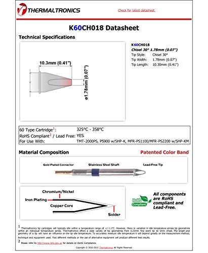 Image of Thermaltronics K60CH018 Chisel 30deg 1.78mm (0.07in)