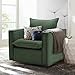 COLAMY Swivel Accent Chair, 34 Inches Wide Upholstered Arm Chair with Plump Back Pillow, Modern Sofa Living Room Chair for Bedroom, Corner, Reading Nook-Green