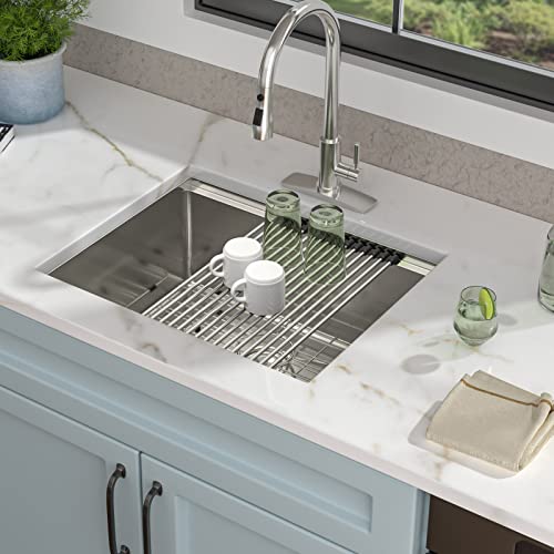 Image of 24 inchx18 inch Undermount Kitchen Sink Workstation - 16 Gauge 304 Stainless Steel, 13 Inch Deep Single Bowl Under Counter Sink Basin for Kitchen, Laundry Room, RV or Utility Use