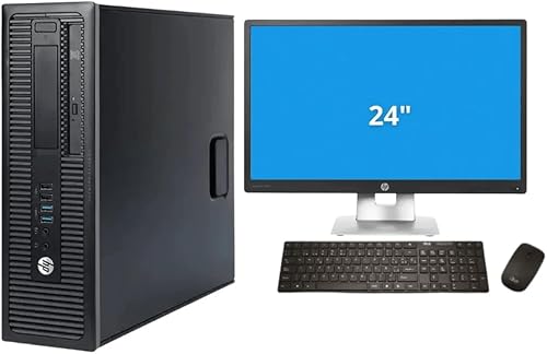 HP Computadora de escritorio EliteDesk 800 G1 SFF, Quad Core i5 Business Desk Top, nuevo monitor LED de 24 pulgadas, 16 GB de RAM, nuevo SSD de 1