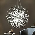 Goomavi Modern Crystal Chandeliers,Linear Firework Chandelier Lighting, Hanging Ceiling Light Fixture for Dining Room, Bedroom, Living Room, Restaurant
