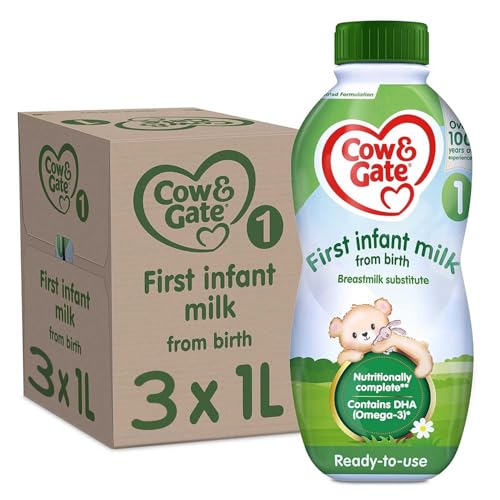 3 x 1L Cow & Gate 1 Ready To Feed First Infant Milk Suitable From Birth