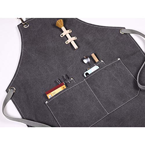 UPKOCH 1 pc Delantal de Lona Barista Delantal Ajustable para Servir con Bolsillos para Restaurante cafetería Barbacoa… - Imagen 5