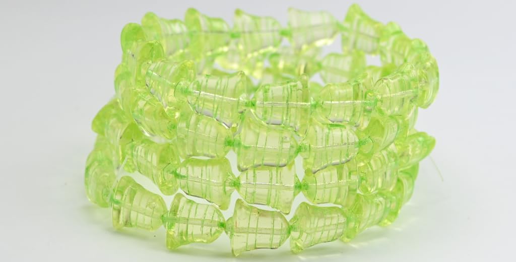 Flat Bell Beads, Transparent Yellow 43813 (80100-43813), Glass, Czech Republic (14 x 13 mm)