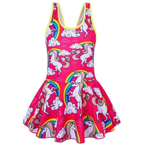 Image of Akokvlar Girl One Piece Swimsuit with Skirt Bathing Suit Swimwear 3-16Y