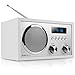 Produktbild AudioAffairs DAB+ Digital Radio | Nostalgie-Radio | UKW Radio | FM | Bluetooth | kleines Küchenradio | Radiowecker mit 2 Alarmzeiten | AUX-IN | DAB Plus Radio mit Senderspeicher | Retro-Radio | Weiß