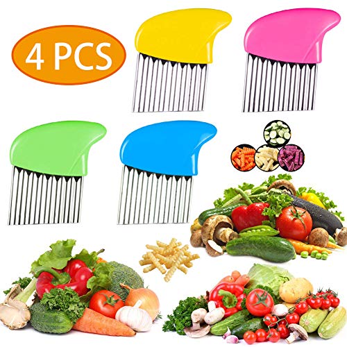 4 Pcs Crinkle Cut Knife, Stainless Steel Wavy Chopper Knife, Fruit And Vegetable