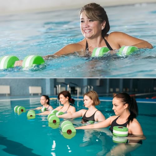 2PCS Aquatic Exercise Assemble Water Dumbbells Foam Dumbbells Water Aerobics Dumbbell Sports Aquatic Exercise Barbells Hand Bars Swimming Training Fitness Equipment (Green) - Image 5
