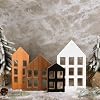 4Pcs Christmas Decorations Indoor Farmhouse Table Christmas Decor Rustic Wooden House Block Table Top Christmas Decorations for Indoor Home Display Tabletop