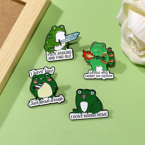 Image of 8Pcs Kawaii Frog Enamel Pin Set Cute Cartoon Frog Brooches, Lapel Pins for Backpacks, Jackets, Hats, Perfect Gifts for Women, Teens