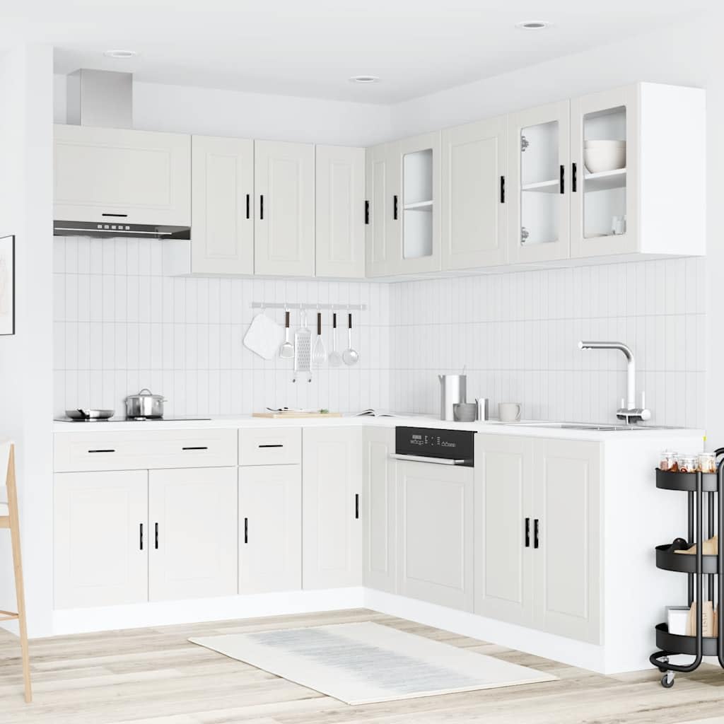 Mobile da cucina Porto bianco, 11 pezzi, set di mobili da cucina modulari in legno, mobili da cucina modulari con pensili e pensili per molto spazio in cucina e sala da pranzo