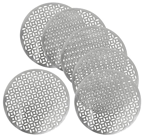 Image of Kuber Industries Round Shape Placemats,Washable Soft Leather Heat Resistant Table Mats,Non-Slip PVC Placemats for Dining Table Sets of 6 (Silver)-KUBMART15620, Standard
