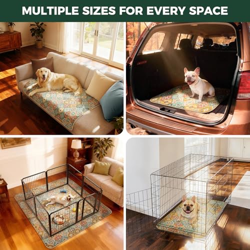 Image of FXW Washable Pee Pads for Dogs, Puppy Pads with Super Absorbent, Specifically Designed for 48inch Cages, 29 inch x 47 inch Rectangle, Beige Gourd, 2 Packs
