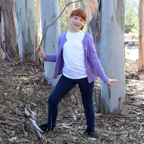 City Threads Girls Cardigan Top Button Down Sweater Layering School Play for Sensitive Skin SPD Sensory Friendly, Purple, 104
