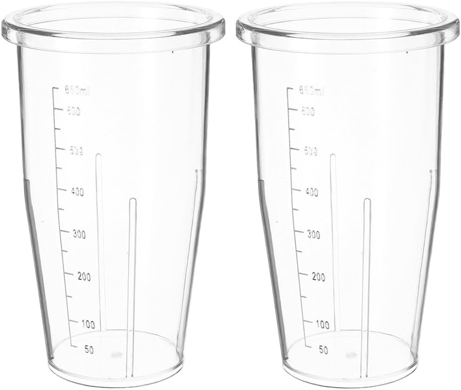 OSALADI Replacement Blender Cups 2-Pack 6.69X4.09X4.09In Plastic Mixing Cups with Measurement Scale Compatible with Multiple Juicer Smoothie Blender Models