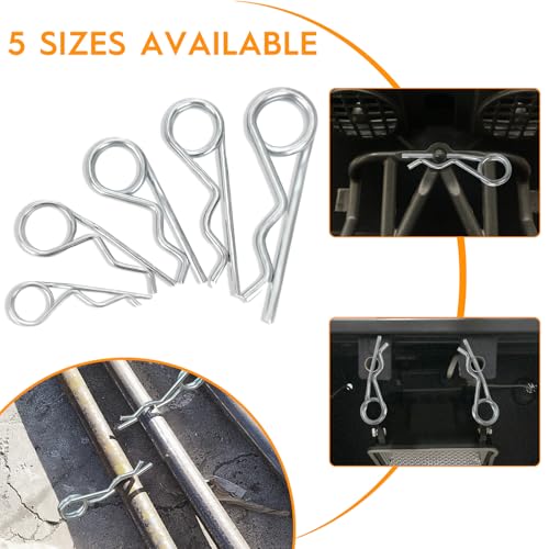 22 Stück Federstecker doppelt Federsplinte，Splinte Sortiment R Clips Set, Verzinkte Sicherungssplinte für Automobil,Motor,Fahrradbefestigung und Reparatur（M2.5-M5）
