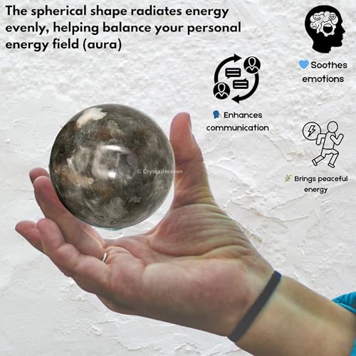 Image of Certified Chrysoberyl Cats Eye Crystal Ball for Meditation - Premium Crystal Vastu Items for Home and Feng Shui Items for Good Luck - Ideal for Pooja Supplies and Spiritual Practices (2 inch Inch)