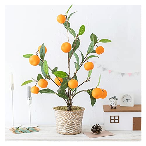 Künstlicher Bonsai-Baum, 63,5 cm, künstliche Kunststoff-Topfpflanzen, orangefarbene Pflanzen mit Korb, für Zuhause, Veranda, Schreibtisch, Zimmerdekoration - Image 6