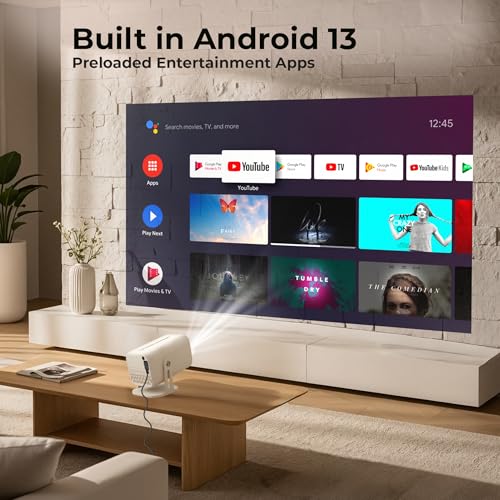 Image of OTEK PIXA1000 Smart Projector, 7000 Lumens, Android 13 ATV, 1080P Full HD, Auto Focus & Keystone, WiFi & BT 5, 150 inch Display