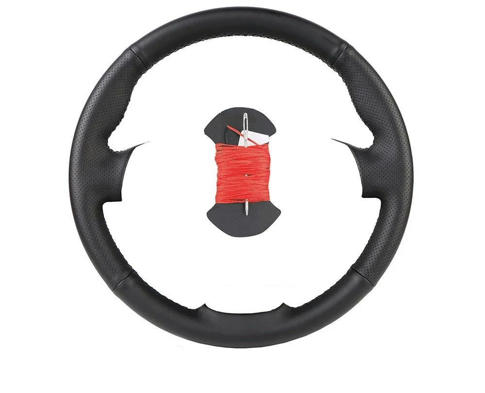 Funda de Volante de Cuero Negro Cosida a Mano para BMW Serie 3 E46 (2000-2006) y Serie 5 E39 (2000-2003). Funda de Microfibra Transpirable para Volante.