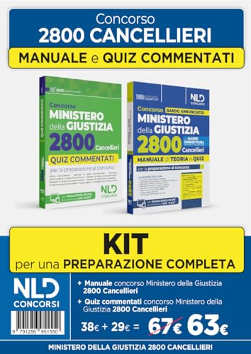 Kit concorso Ministero della Giustizia per 2800 cancellieri: manuale di teoria + quiz commentati per la preparazione al concorso 2025