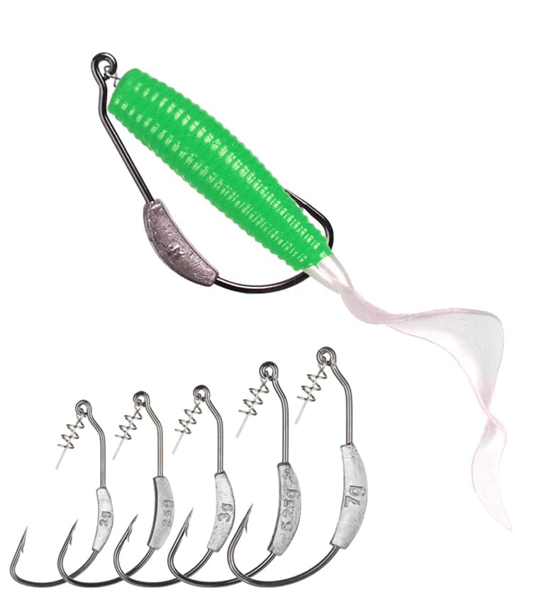 Lot De 25 Hameçons Lestés Têtes Plombées Avec Verrou Torsadé Pour Pêche Au Bar, 5 Tailles 1/0 2/0 3/0 4/0 5/0