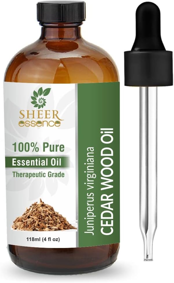 Essential Oils 4oz - 100% Pure and Natural - Therapeutic Grade Oil - Huge 4 Fluid Ounces Bottle with Premium Glass Dropper (Cedarwood Oil)