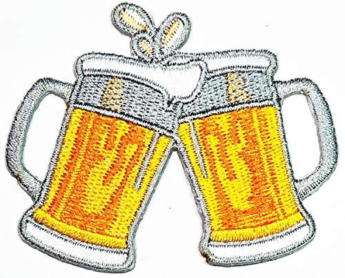 Umama Patch Set Of 3 Cheers Beer Mug Iron On Sew On Applique Patches Mug Of Beer Glass Alcoholic Cold Brew Drink Cartoon Embroidered Badge Patch Decorative Repair Craft Costume Or Reward Gift #TOP2