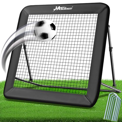 JASCOPRO Rebounder für Fußball 6-Fach verstellbares Rebounder-Netz mit Schutzrand & Heringen Soccer-Trainingsnetz Fußball Rebounder für Handball & Volleyball 125x125cm