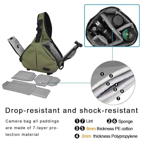CADeN Camera Bag Sling Backpack Camera Case Waterproof with Rain Cover Tripod Holder, Compatible for DSLR/SLR Mirrorless Cameras (Canon Nikon Sony Pentax) and Accessories Green by CADeN - Image 8