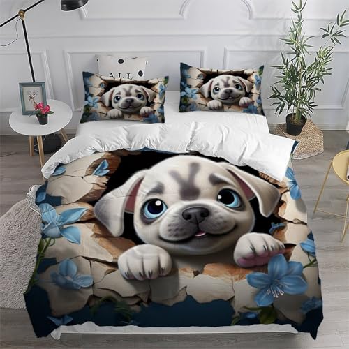 AutumnWinds Höhlenhunde Luxury 1800 Microfiber Bettwäsche-Set, 3D-Lochbruch, 3-teilig, XL Größe, Ultraweich & Atmungsaktiv Double(200x200cm)