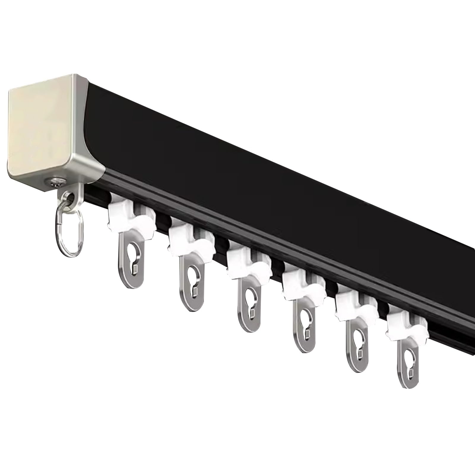 Aluminiowy system szyn przesuwnych o długości 6ft, niestandardowa szyna do kamperów, szpitali, salonów i okien wykuszowych, elegancka, czarna konstrukcja, trwała i łatwa w instalacji