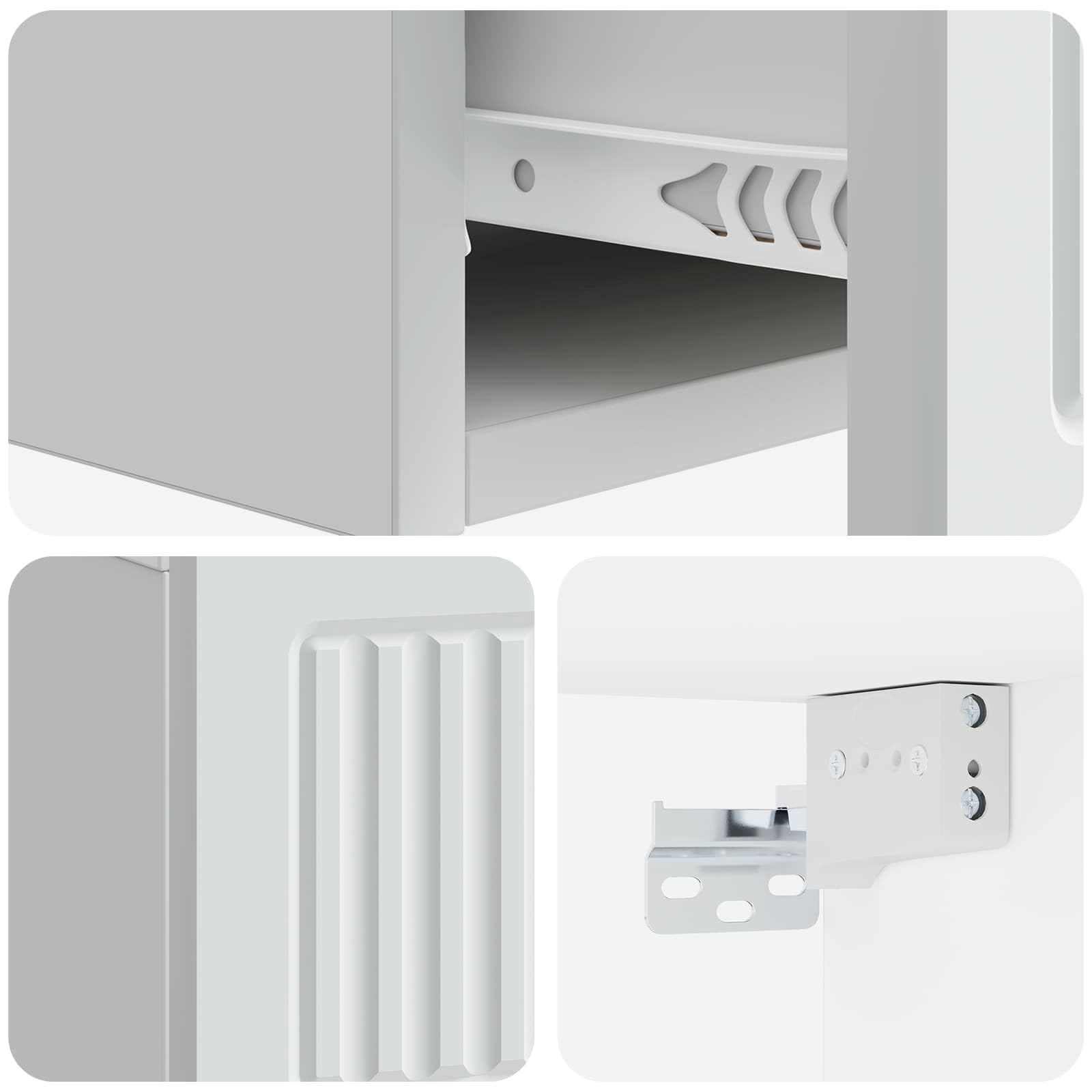 Tavolino da parete bianco in legno 59 x 34,5 x 17 cm con cassetto, spazio e ripiano per soggiorno, ufficio, corridoio, credenza versatile salvaspazio e organizer