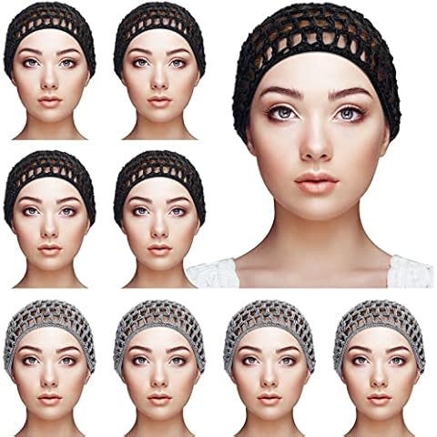 9 Pieces Mesh Crochet Hair Net Snood Hat Cover