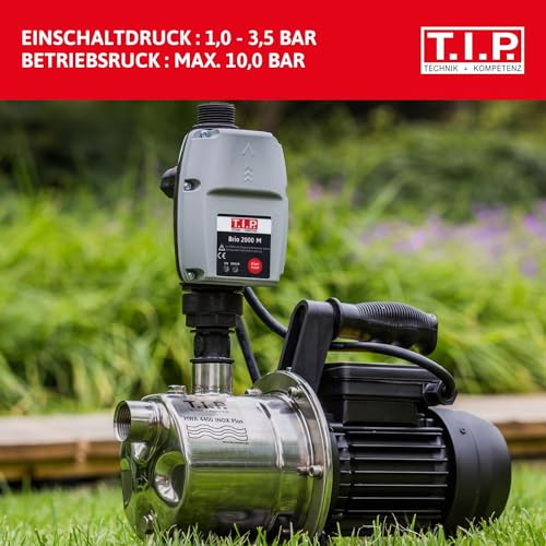 T.I.P. Elektronische Pumpensteuerung BRIO 2000 M, Plug and Play für Tauchdruck-, Tiefbrunnen-, Zisternen- und Gartenpumpen 1,5–3,5 bar, Automatisch, Trockenlaufschutz, Einfache Installation