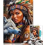 Puzzle 1000 pièces Princesse Indienne et Le Loup Puzzle 1000 pièces pour...