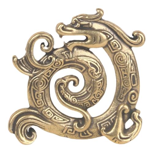 SUPVOX - Escultura de dragón de latón (figura china vintage para decoración de oficina y hogar, diseño retro exquisito, mini estatua que simboliza la suerte y la potencia