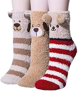 Fluffy Socks Womens Slipper Socks Cozy Thermal Socks Girls Soft Fuzzy Socks Thick Socks Winter Warm Socks Home Socks Cut Animal Bed Socks Chiristmas Socks