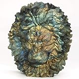 Menge: 1 Stück LQCN Löwenkopf Flash Labradorit Figur geschnitzt Stein Tier Statue Heilung Reiki Home Office Dekor, ca. 4.33\