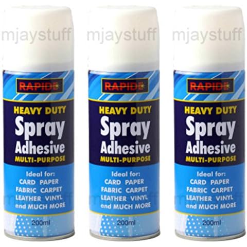 3 X Heavy Duty Glue Spray Adhesive Card Paper Carpet Leather Vinyl Fabric 200ml Cover