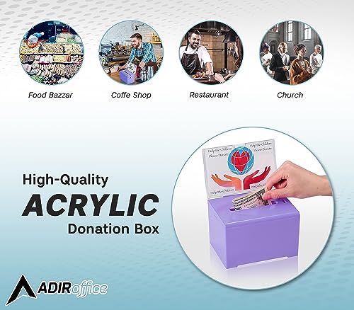 Adir Acrylic Donation Ballot Box With Lock - Secure And Safe Suggestion Box - Drawing Box - Great For Business Cards (6.25" X 4.5" X 4") - Purple #TOP7