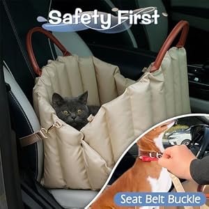 BNOSDM 3-in-1 Dog Car Seat Large Booster Car Seat Cat Bed Travel Carrier Bag with Safety Leash and Mat Pet Car Seat for Dogs and Cats (Light Khaki) BNOSDM 3-in-1 Dog Car Seat Large Booster Car Seat Cat Bed Travel Carrier Bag with Safety Leash and Mat Pet Car Seat for Dogs and Cats (Light Khaki)